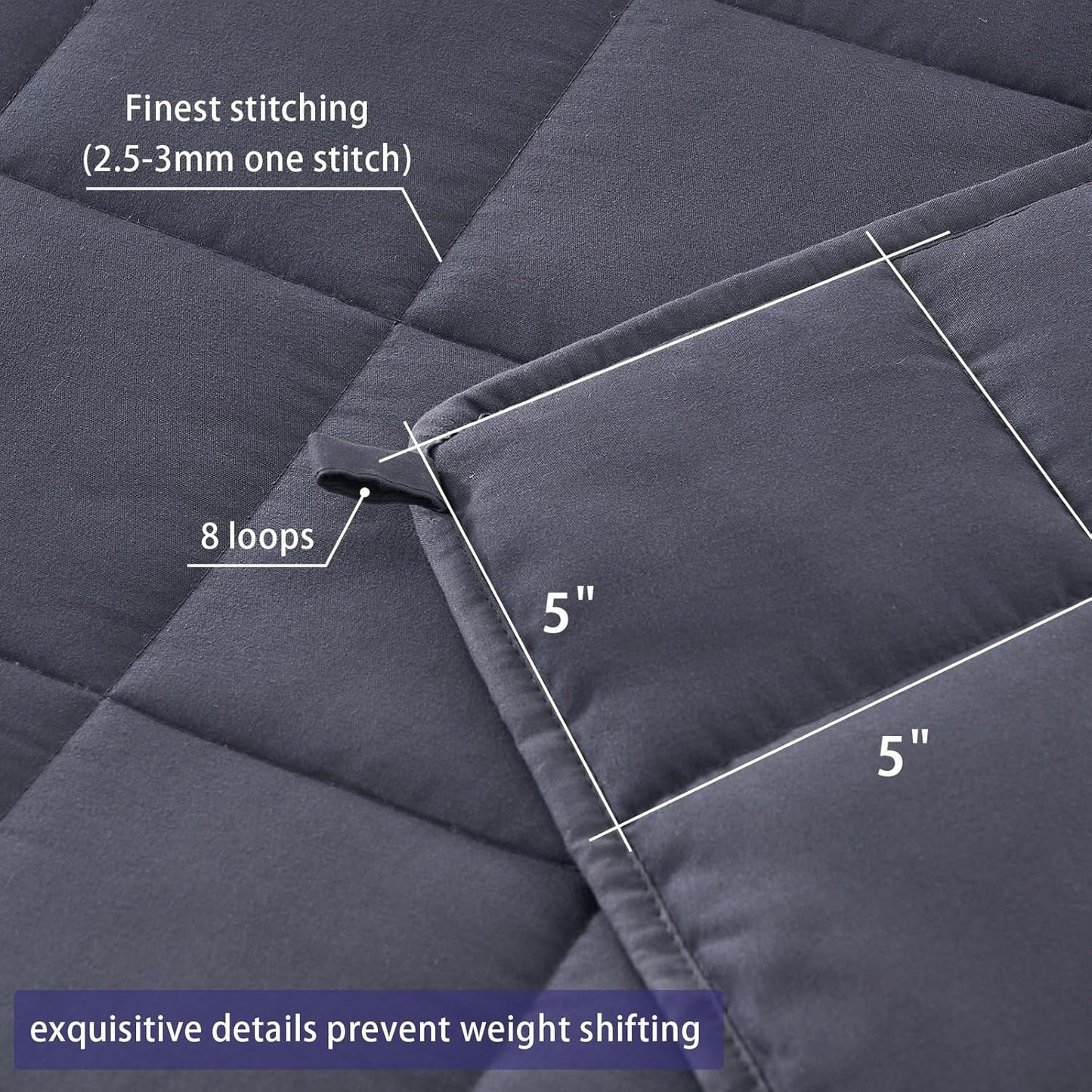 20lbs Home Weighted Blanket Crystal Velvet Fabric w/ Beads 60" x 80" Grey