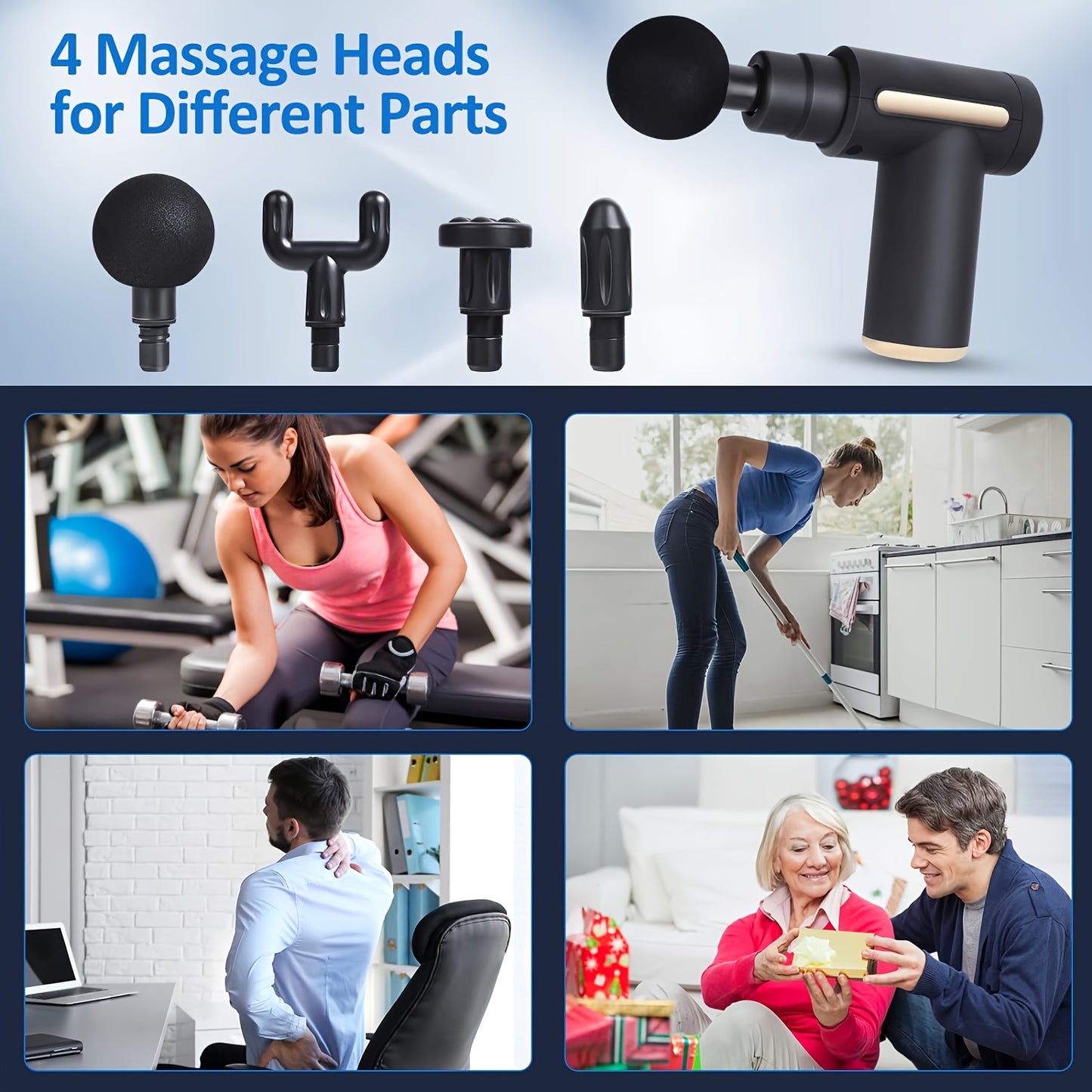 Ultra-Quiet Portable Massage Gun - Deep Tissue Muscle Relief