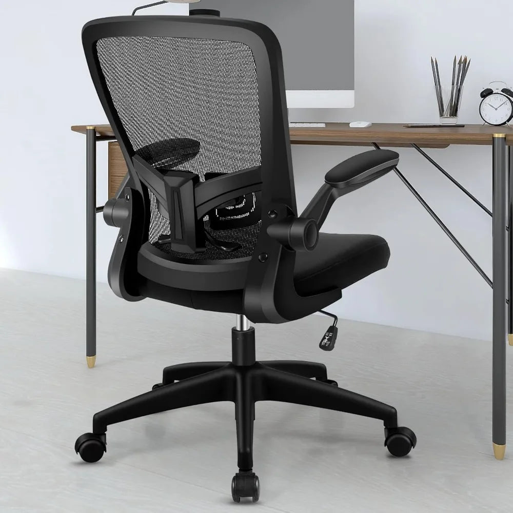 Office chair, adjustable height for ergonomics and waist support