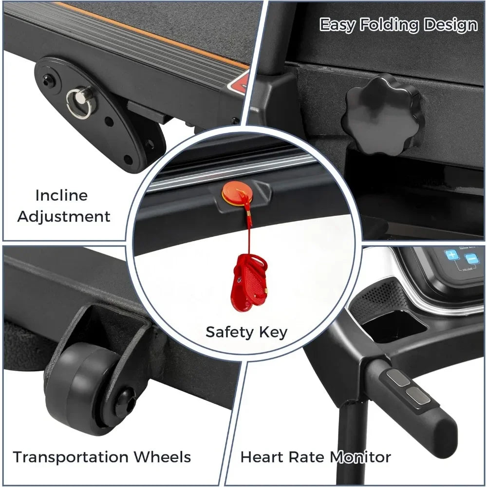 Folding Electric Treadmill with Incline 2.5HP Energy Saving 12 Preset Programs