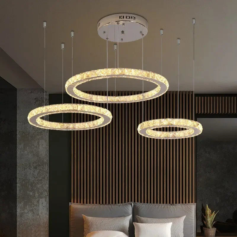 Crystal Chandelier Light Living Room Remote Control