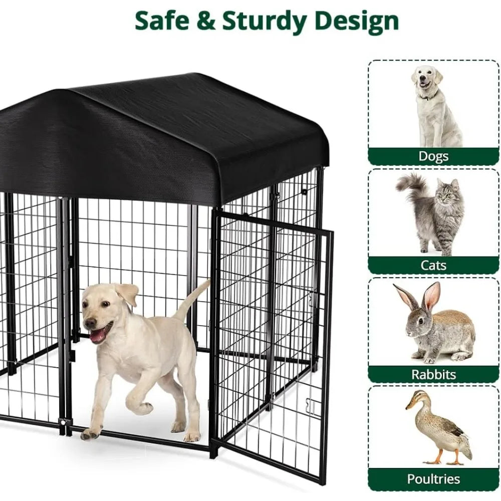 Dog Kennel Outdoor with Roof Waterproof Cover