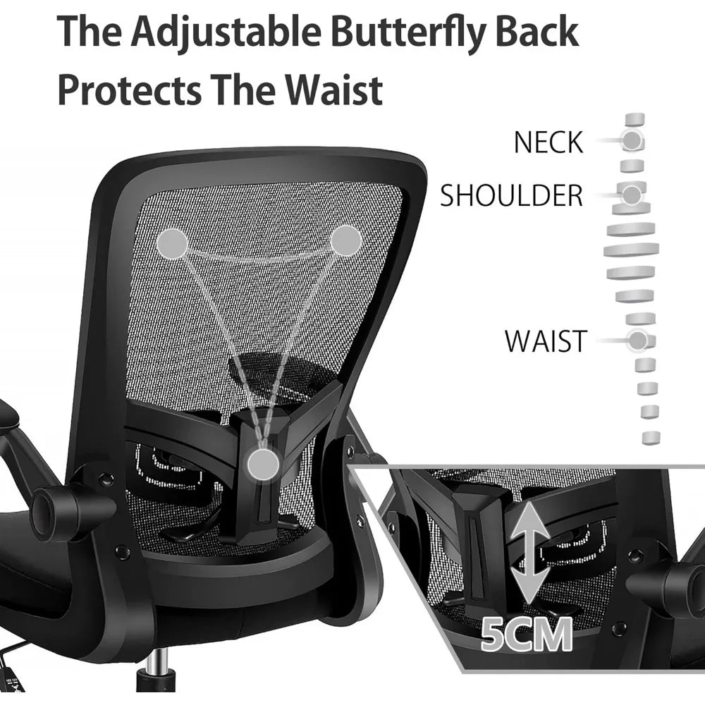 Office chair, adjustable height for ergonomics and waist support