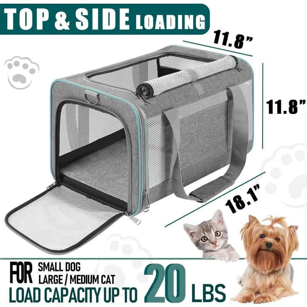 Pet Carrier for Large Cats 20 lbs / Soft Sided Small Dog Travel Carrier