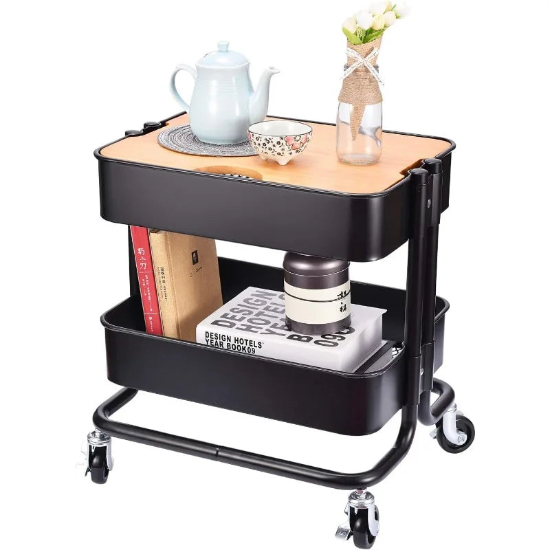 2-Tier Metal Utility Rolling Cart