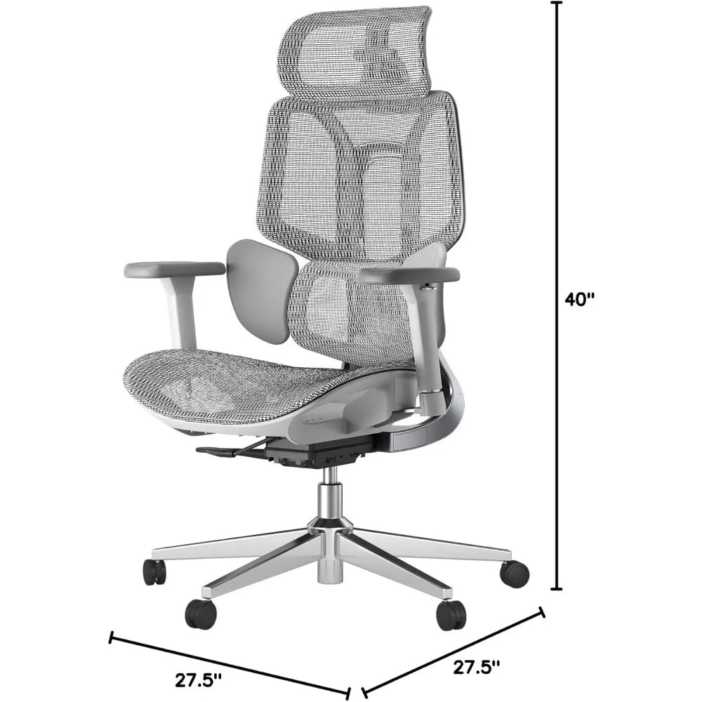 Ergonomic Office Chair with 3-Zone Dynamic Lumbar Support, 3D Adjustable Headrest,