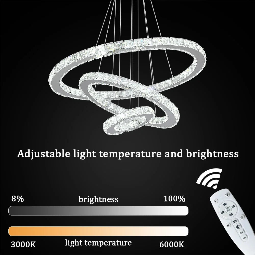 Crystal Chandelier Light Living Room Remote Control