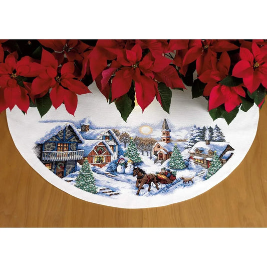 11 Count White Counted Cross Stitch Tree Skirt Kit