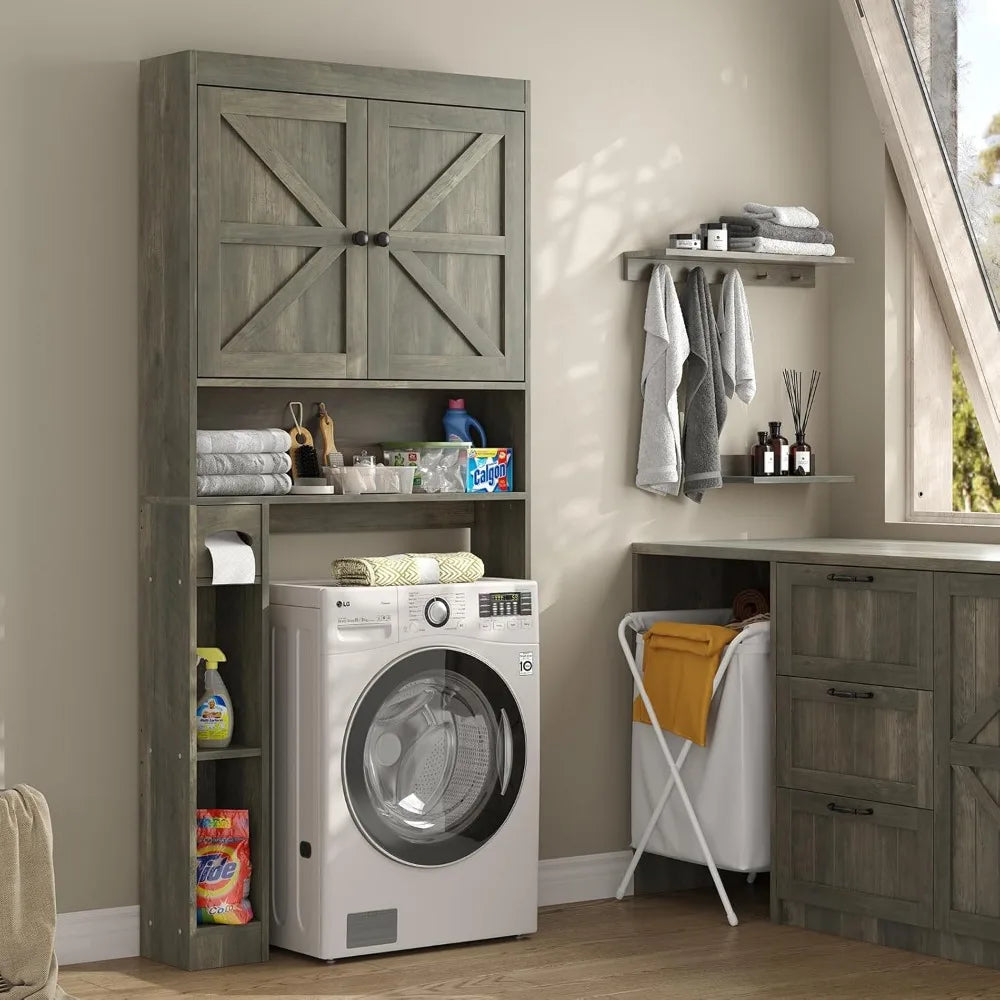 Over The Toilet Storage Cabinet with Barn Doors