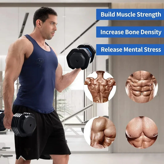 Deluxe 55 Pounds Adjustable Dumbbell, 5-in-1 Dumbbell