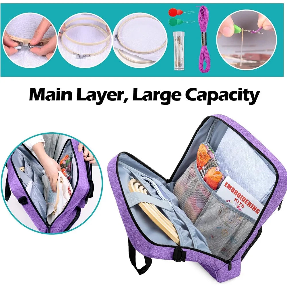 Embroidery Starter Kit with Storage Bag, Cross Stitch Kits Tools with Case for Beginners, Adults, Craft Supplies Kits Bag