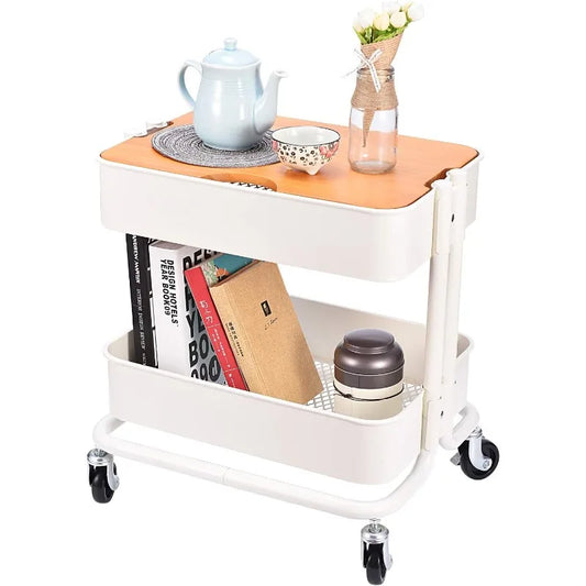 2-Tier Metal Utility Rolling Cart