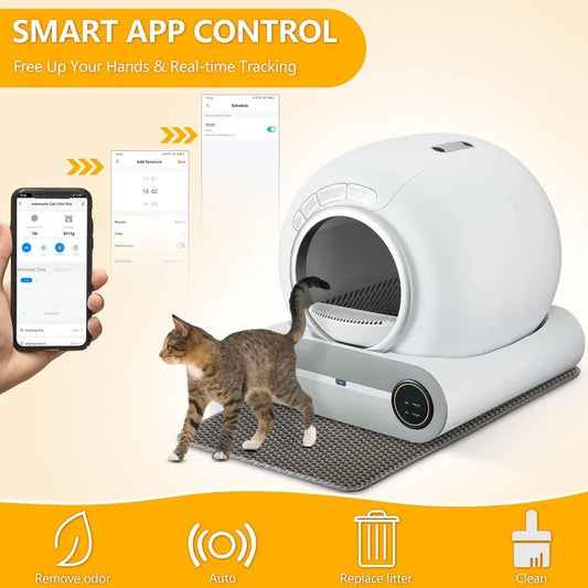 Smart Automatic Self-cleaning Cat Litter Box for Multiple Cats