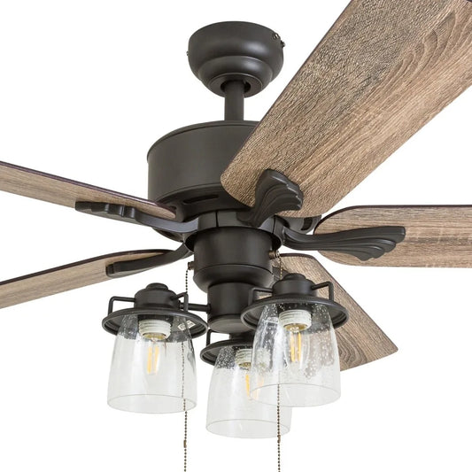 Farmhouse LED ceiling fan with light