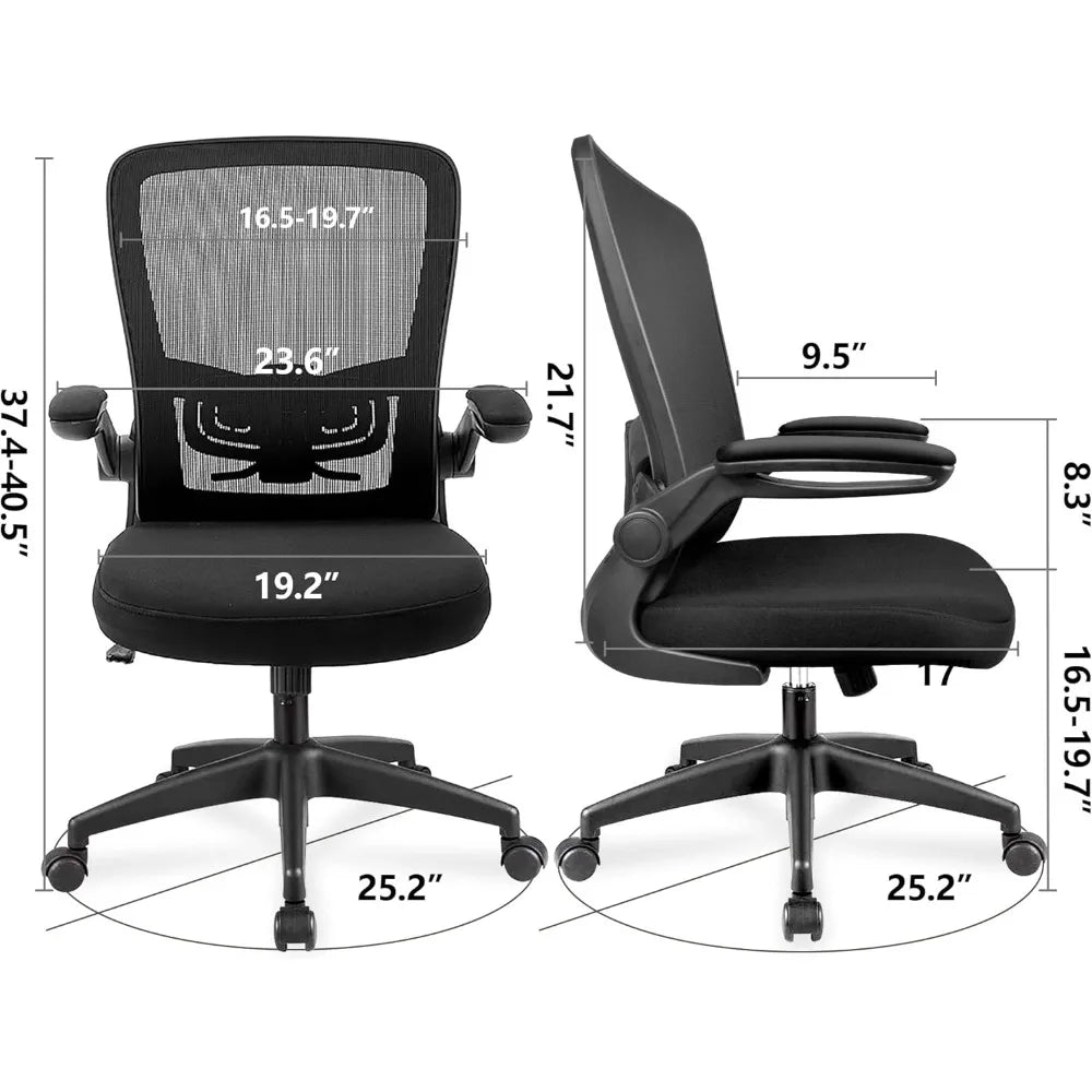 Office chair, adjustable height for ergonomics and waist support