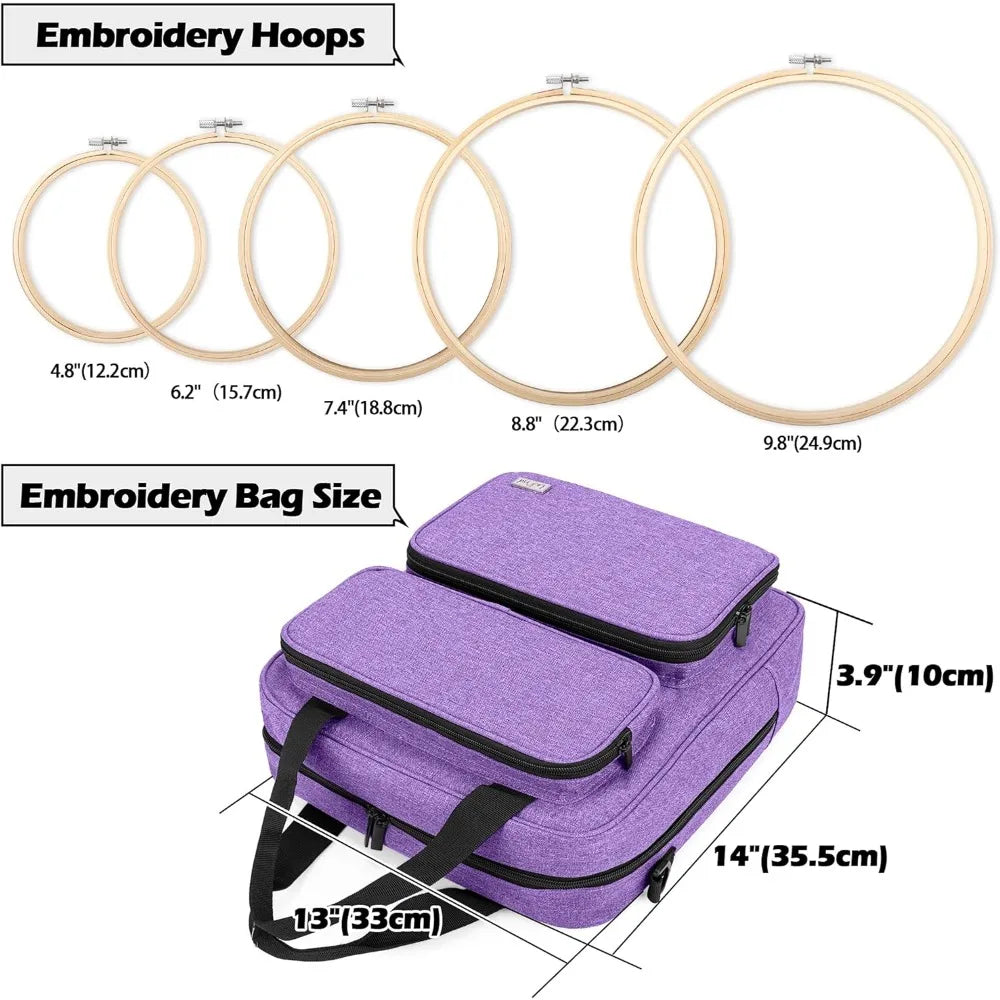 Embroidery Starter Kit with Storage Bag, Cross Stitch Kits Tools with Case for Beginners, Adults, Craft Supplies Kits Bag